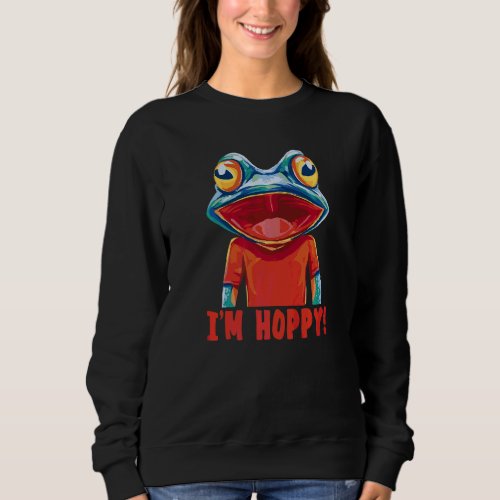 Cute Crazy Frog Watercolour Laughing Frog Im Hopp Sweatshirt