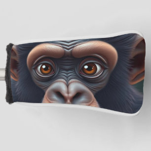 Cute Crazy Funny Chimpanzee Anime Portrait Golf Head Cover