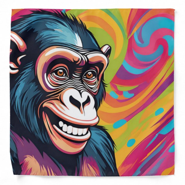 Cute Crazy Funny Chimpanzee  Bandana (Front)