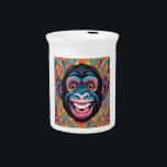 Cute Crazy Funny Chimpanzee Beverage Pitcher<br><div class="desc">Digital Computer Animal Art - College Pop Art - Wild Animal Computer Images</div>