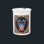 Cute Crazy Funny Chimpanzee Beverage Pitcher<br><div class="desc">Digital Computer Animal Art - College Pop Art - Wild Animal Computer Images</div>