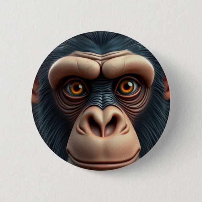 Cute Crazy Funny Chimpanzee  Button (Front)