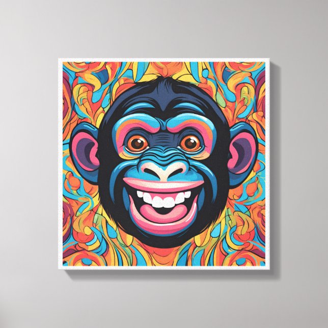 Cute Crazy Funny Chimpanzee  Canvas Print (Front)