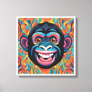 Cute Crazy Funny Chimpanzee Canvas Print