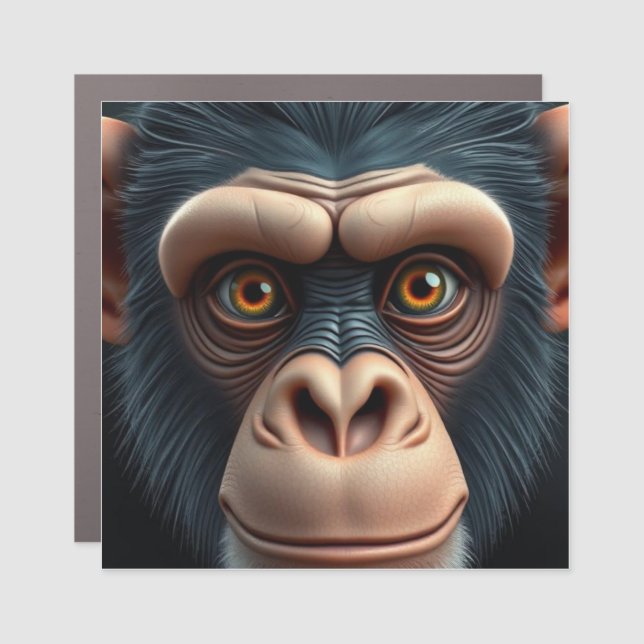 Cute Crazy Funny Chimpanzee  Car Magnet (Front)