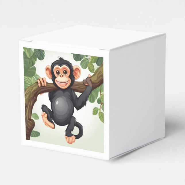 Cute Crazy Funny Chimpanzee Cartoon Favor Boxes (Front Side)