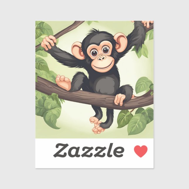 Cute Crazy Funny Chimpanzee Cartoon Sticker (Sheet)