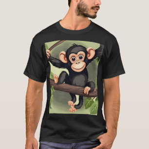 Cute Crazy Funny Chimpanzee Cartoon T-Shirt