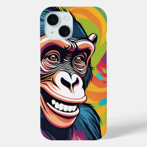 Cute Crazy Funny Chimpanzee  iPhone 15 Case