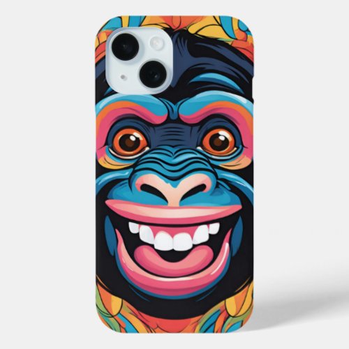 Cute Crazy Funny Chimpanzee  iPhone 15 Case