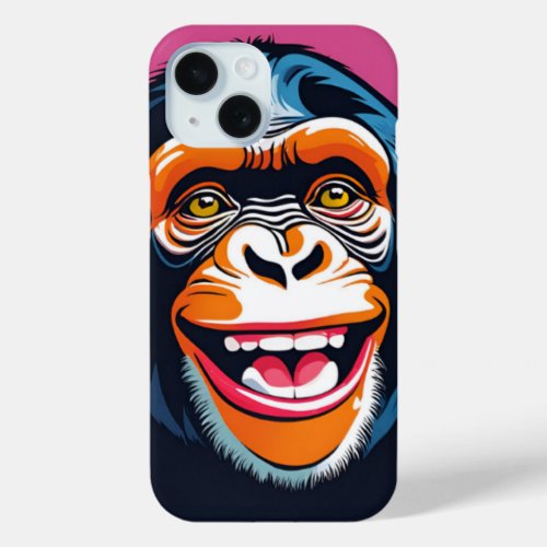 Cute Crazy Funny Chimpanzee  iPhone 15 Case