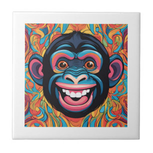 Cute Crazy Funny Chimpanzee Ceramic Tile