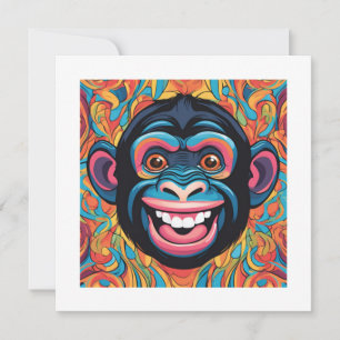 Cute Crazy Funny Chimpanzee Flat Card