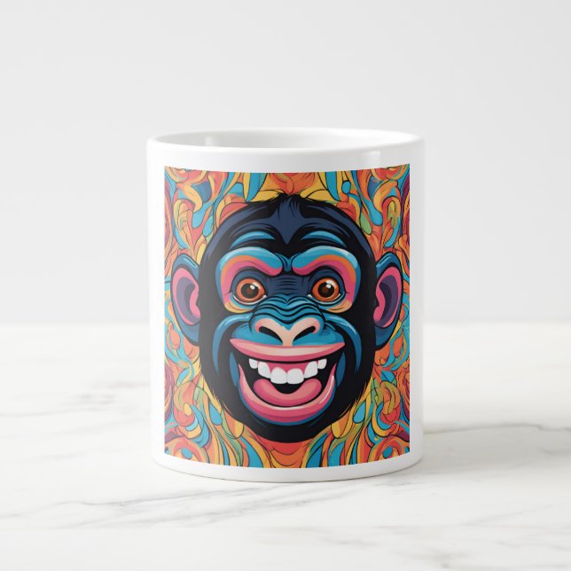 Cute Crazy Funny Chimpanzee Giant Coffee Mug (Front)