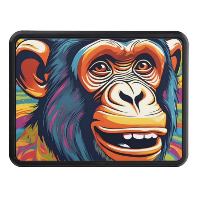 Cute Crazy Funny Chimpanzee  Hitch Cover (Front)