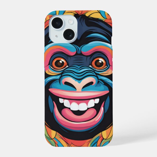 Cute Crazy Funny Chimpanzee  Iphone Case (Back)
