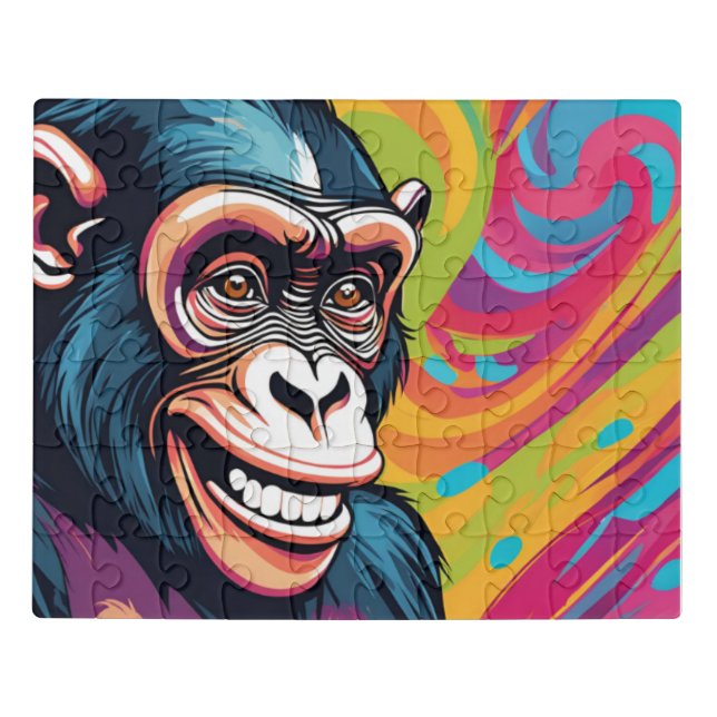 Cute Crazy Funny Chimpanzee  Jigsaw Puzzle (Puzzle Horizontal)