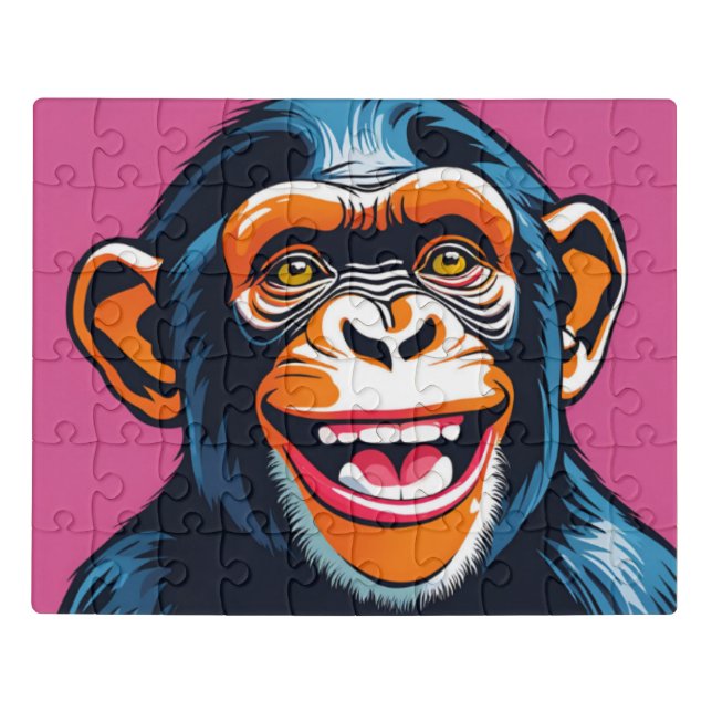 Cute Crazy Funny Chimpanzee  Jigsaw Puzzle (Puzzle Horizontal)