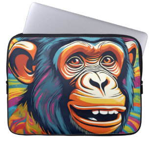 Cute Crazy Funny Chimpanzee Laptop Sleeve