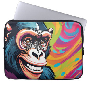 Cute Crazy Funny Chimpanzee Laptop Sleeve