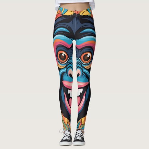 Cute Crazy Funny Chimpanzee  Leggings