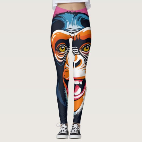 Cute Crazy Funny Chimpanzee  Leggings