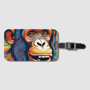 Cute Crazy Funny Chimpanzee Luggage Tag