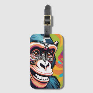 Cute Crazy Funny Chimpanzee Luggage Tag