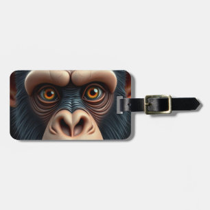 Cute Crazy Funny Chimpanzee Luggage Tag
