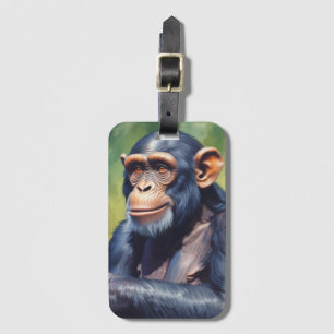 Cute Crazy Funny Chimpanzee Luggage Tag