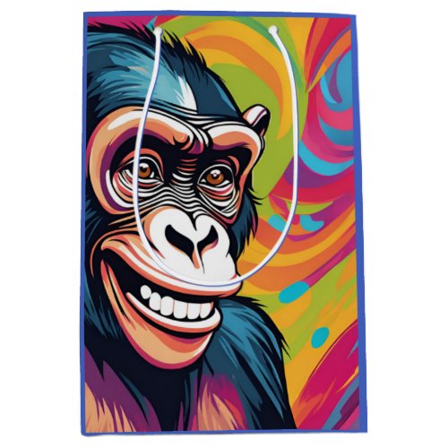 Cute Crazy Funny Chimpanzee  Medium Gift Bag