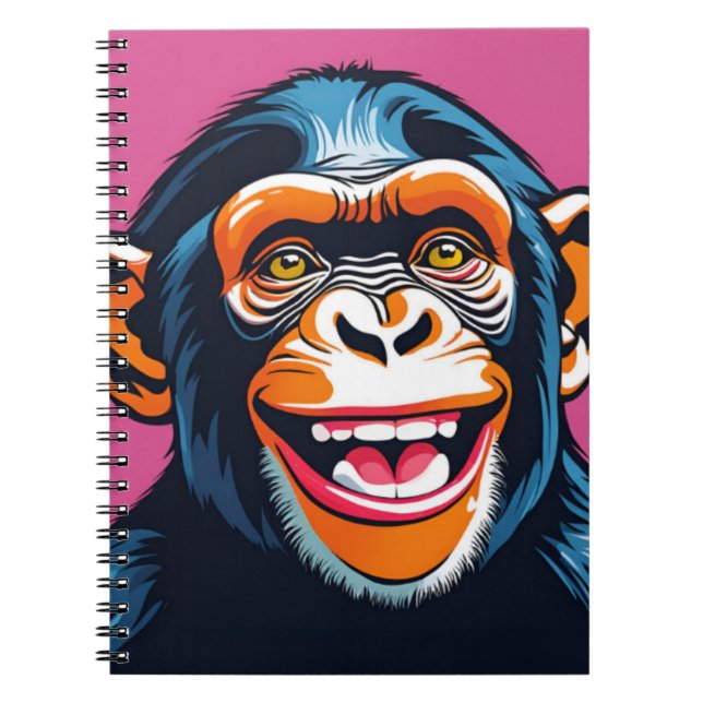 Cute Crazy Funny Chimpanzee  Notebook (Front)