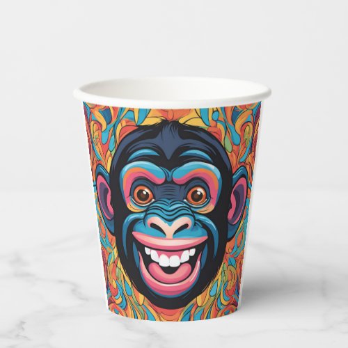 Cute Crazy Funny Chimpanzee Paper Cups