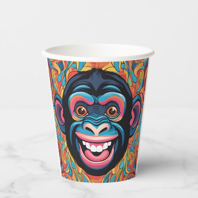 Cute Crazy Funny Chimpanzee Paper Cups (Front)