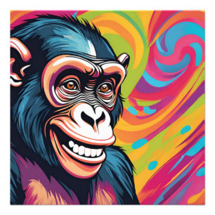 Cute Crazy Funny Chimpanzee Photo Print
