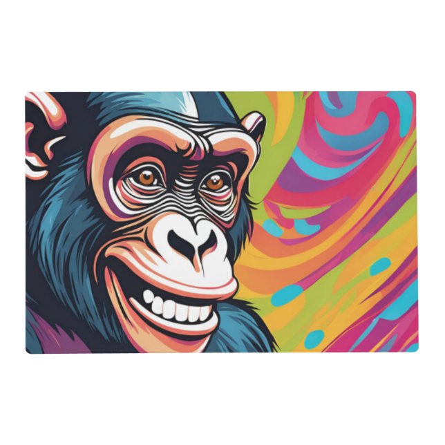 Cute Crazy Funny Chimpanzee  Placemat (Front)