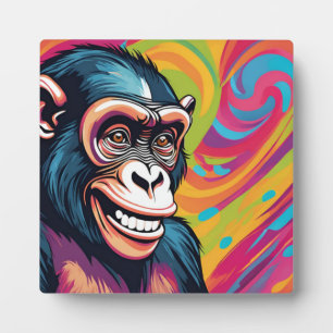 Cute Crazy Funny Chimpanzee Plaque