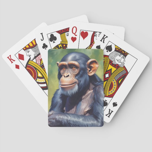 Cute Crazy Funny Chimpanzee  Poker Cards (Back)