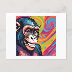 Cute Crazy Funny Chimpanzee  Postcard