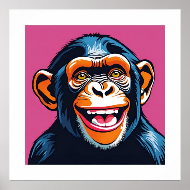 Cute Crazy Funny Chimpanzee  Poster (Front)
