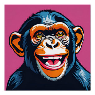 Cute Crazy Funny Chimpanzee Poster