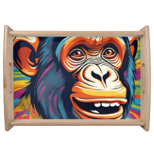 Cute Crazy Funny Chimpanzee Serving Tray