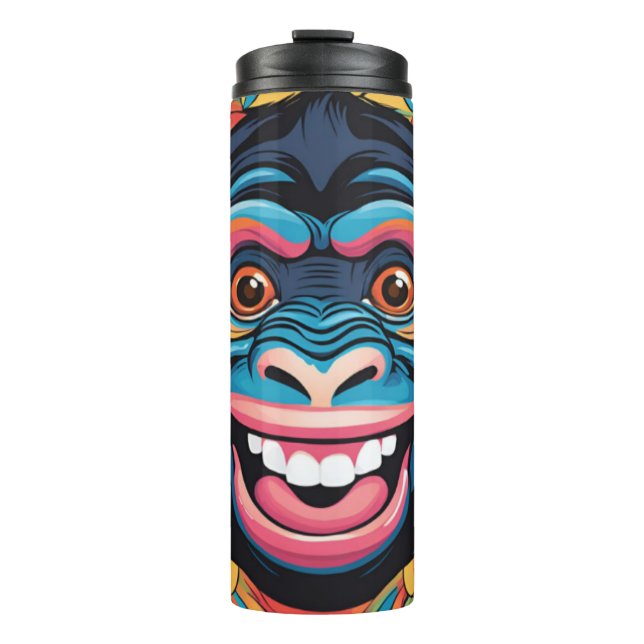Cute Crazy Funny Chimpanzee  Thermal Tumbler (Front)