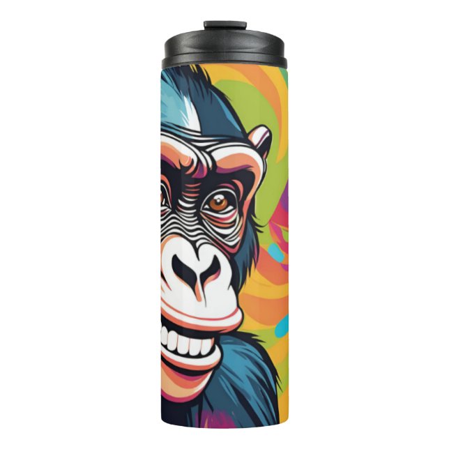 Cute Crazy Funny Chimpanzee  Thermal Tumbler (Front)