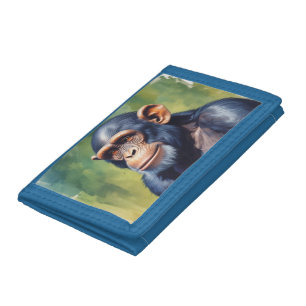 Cute Crazy Funny Chimpanzee Tri-fold Wallet