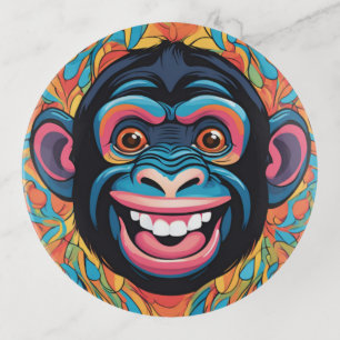 Cute Crazy Funny Chimpanzee Trinket Tray