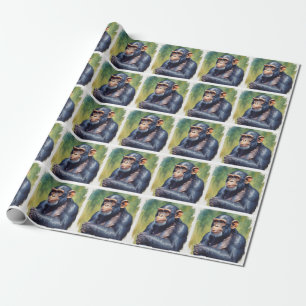 Cute Crazy Funny Chimpanzee  Wrapping Paper