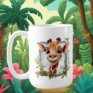 Cute crazy giraffe lady add text coffee mug