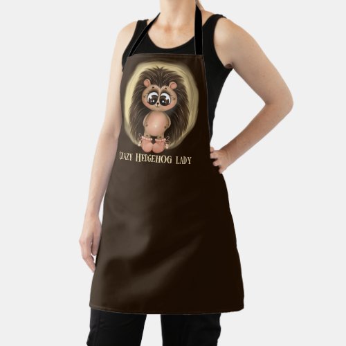 cute crazy hedgehog lady  apron
