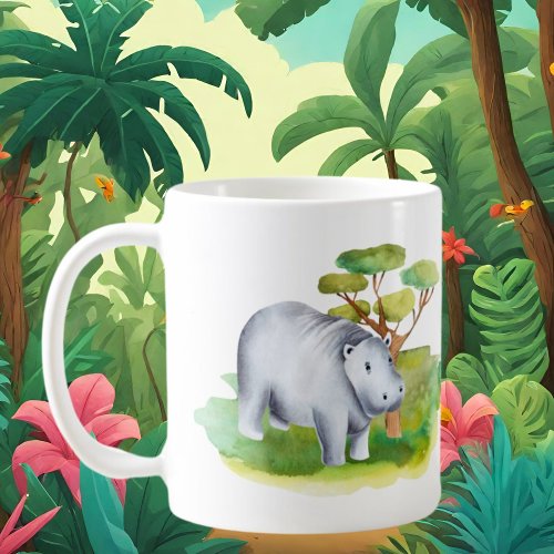 cute crazy hippo lady add text  coffee mug